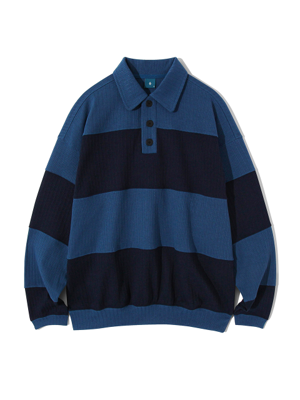Knit Rugby Sweatshirt T76 blue&navy