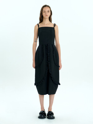 Double Layered Frill Dress_Black