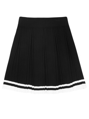 [2size]Two-Tone Pleated Knitwear Skirt (Black)_L3A1-NS02K