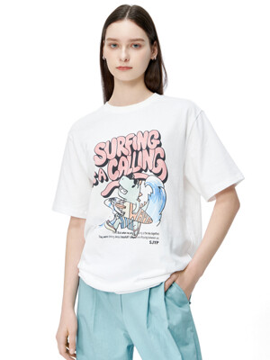 (PW2D3TTO9190WT) 서핑 디노 프린트 티셔츠