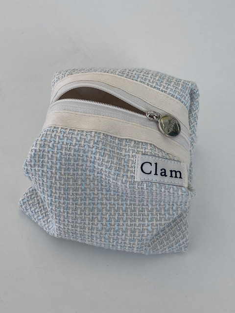 클러치 - 클램 (Clam) - Clam round pouch _ Tweed light mint
