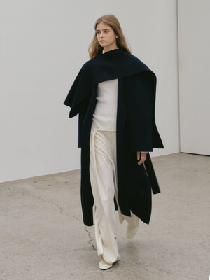 PONT NEUF Cashmere Handmade Unbalance Muffler_Royal Navy