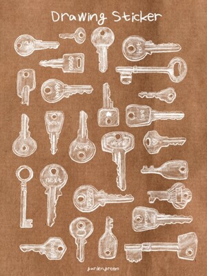 굿노트 가든그림 드로잉 png스티커 key 시리즈 2종