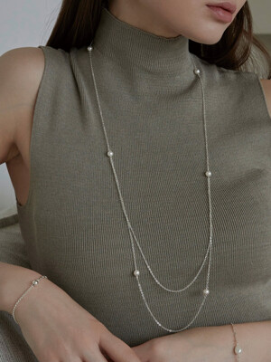 Ariana Swarovski Pearl 925 Silver Long Necklace