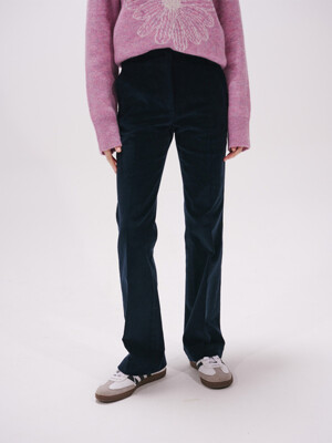 CORDUROY SLIM FIT BOOT CUT PANTS_NAVY PINK