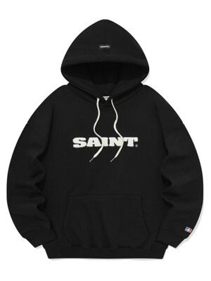 SP LOOP STITCH LOGO HOOD-BLACK