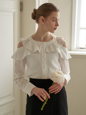 shoulder frill blouse WH