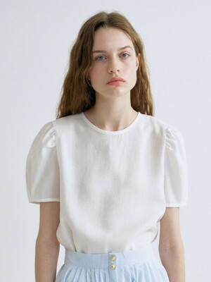S Daily Shirring Puff Blouse_White