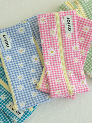 ouior flat pencil case_check flower(4종 택1)