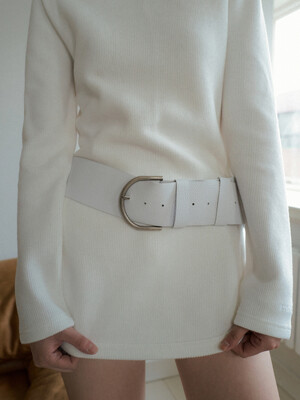 COW LEATHER WIDE BELT_WHITE