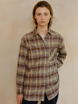 check pocket shirt (olive green)