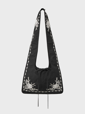 [단독] Valentine Embroidery Shoulder Bag - Black