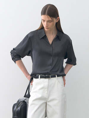 SATIN STRING NECK BLOUSE(BL-4291)