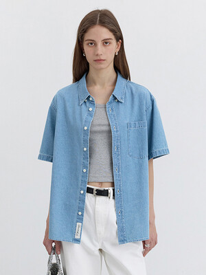 UNISEX OVERSIZED DENIM SHIRT LIGHT BLUE_UDSH5B130B1