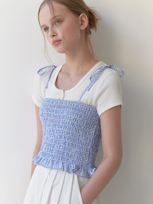 Panna check top (sky blue)