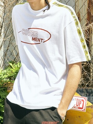 Side Tape Contrast Over-Fit TEE WHITE