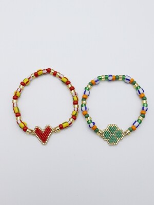 Heart clover beads Bracelet 하트 크로버 비즈팔찌
