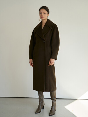 TTW CASHMERE LINE VOLUME COAT KHAKI BROWN