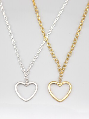 Open heart pendant link chain Necklace 925실버 오픈하트 팬던트 링크체인 목걸이