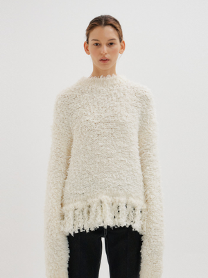 TREE Fringed Knit Pullover - Ivory