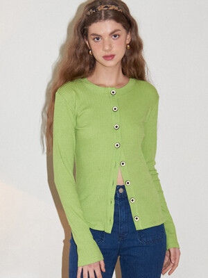 Button Point Cardigan_ Green