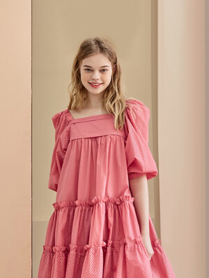 Lovely Punching Tiered Dress_PINK