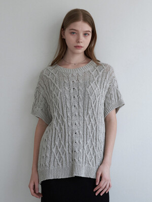 Back point half sleeve knit - gray