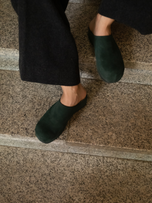 Round platform clogs Suede Green