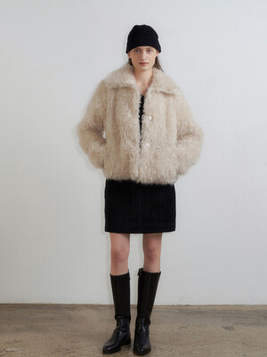 Alva Faux Fur Jacket in Cream
