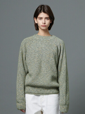 Melange standard pullover knit - Khaki