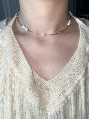 Pearl Silver Pipe Necklace