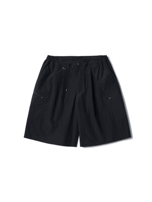 Pleated Runner Shorts Black