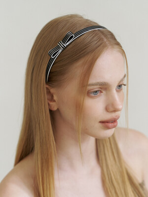 stripe ribbon headband - black