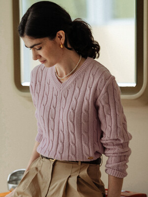 Cashmere blended cable knit(Pink)