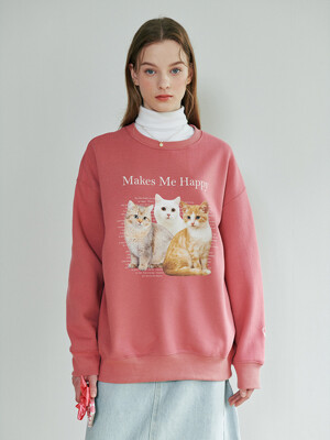 Cat Friends Sweatshirt - ROSE PINK