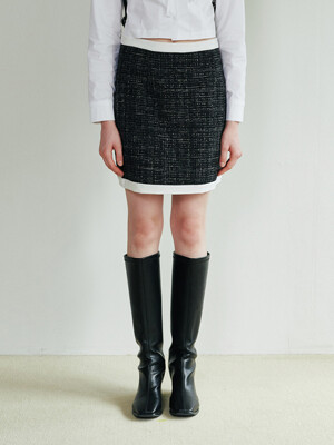 Bling Tweed Skirt - BLACK