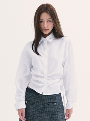 Leona shirring shirts WHITE