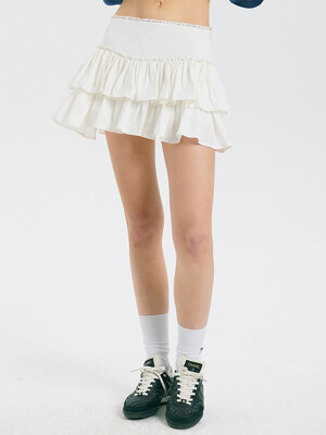 SHIRRING COTTON MINI SKIRT