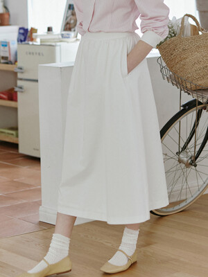 Cotton Flared Long Skirt - Ivory