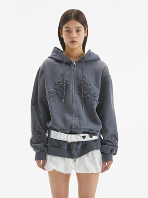ROSE WASHED HOODIE / CHARCOAL