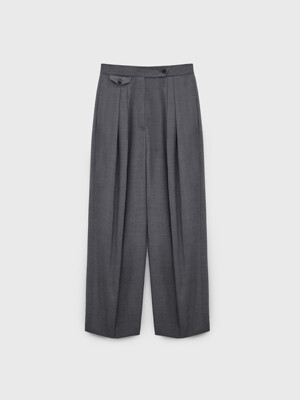 High Waist Wool Silk Arch Pants - Grey