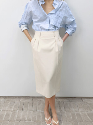 Two Pintuck Skirt_IVORY