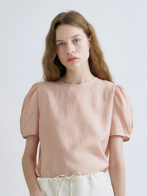 S Daily Shirring Puff Blouse_Pink