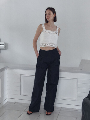 COTTON WIDE WRAPPED PANTS (DARK NAVY)