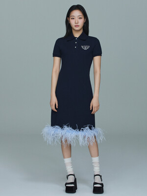 OSTRICH MIDI DRESS PIQUET_NAVY