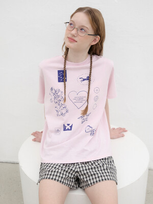 Drawing Diary Oversized T-shirt - Pink