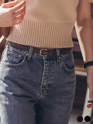 18mm D-buckle croc leather belt_2color