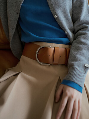 COW LEATHER WIDE BELT_CAMEL