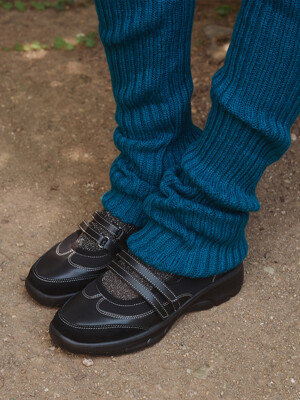 LOLA 더블 스트랩 콤비 스니커즈 4CM [Black]