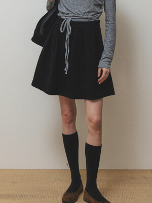 Wool tweed skirt_Black